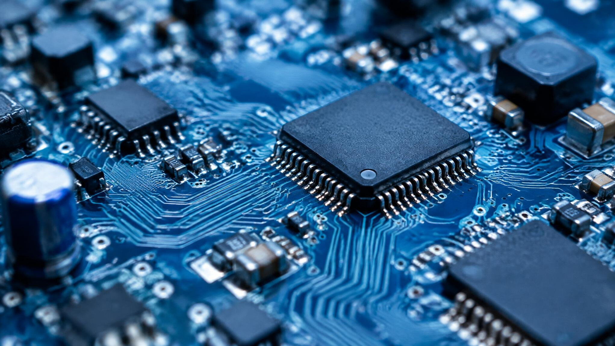 Close-up of an electronic circuit board with components