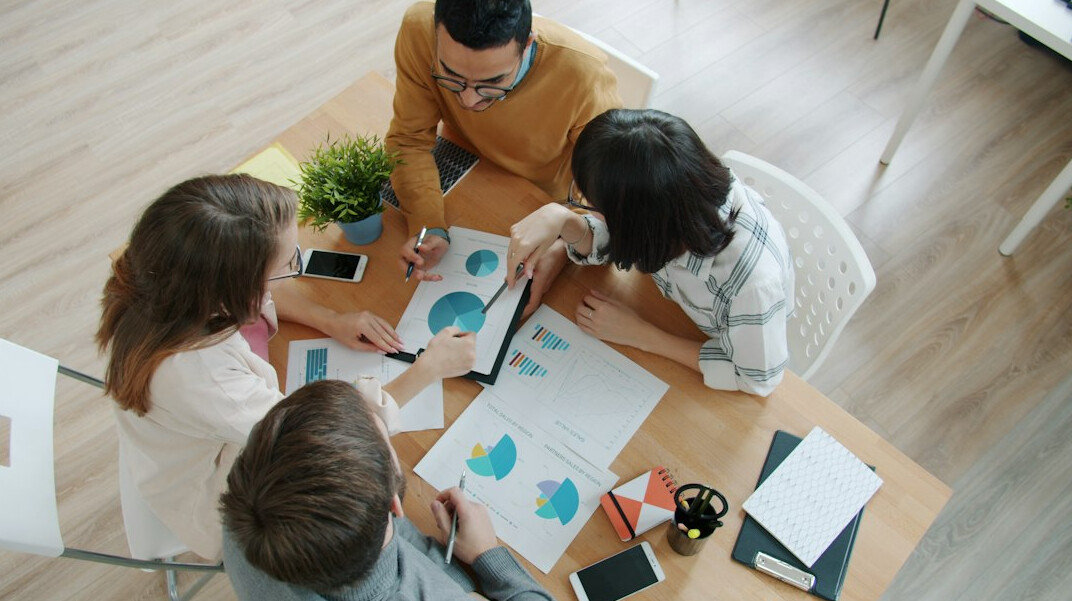 team analyzing business data