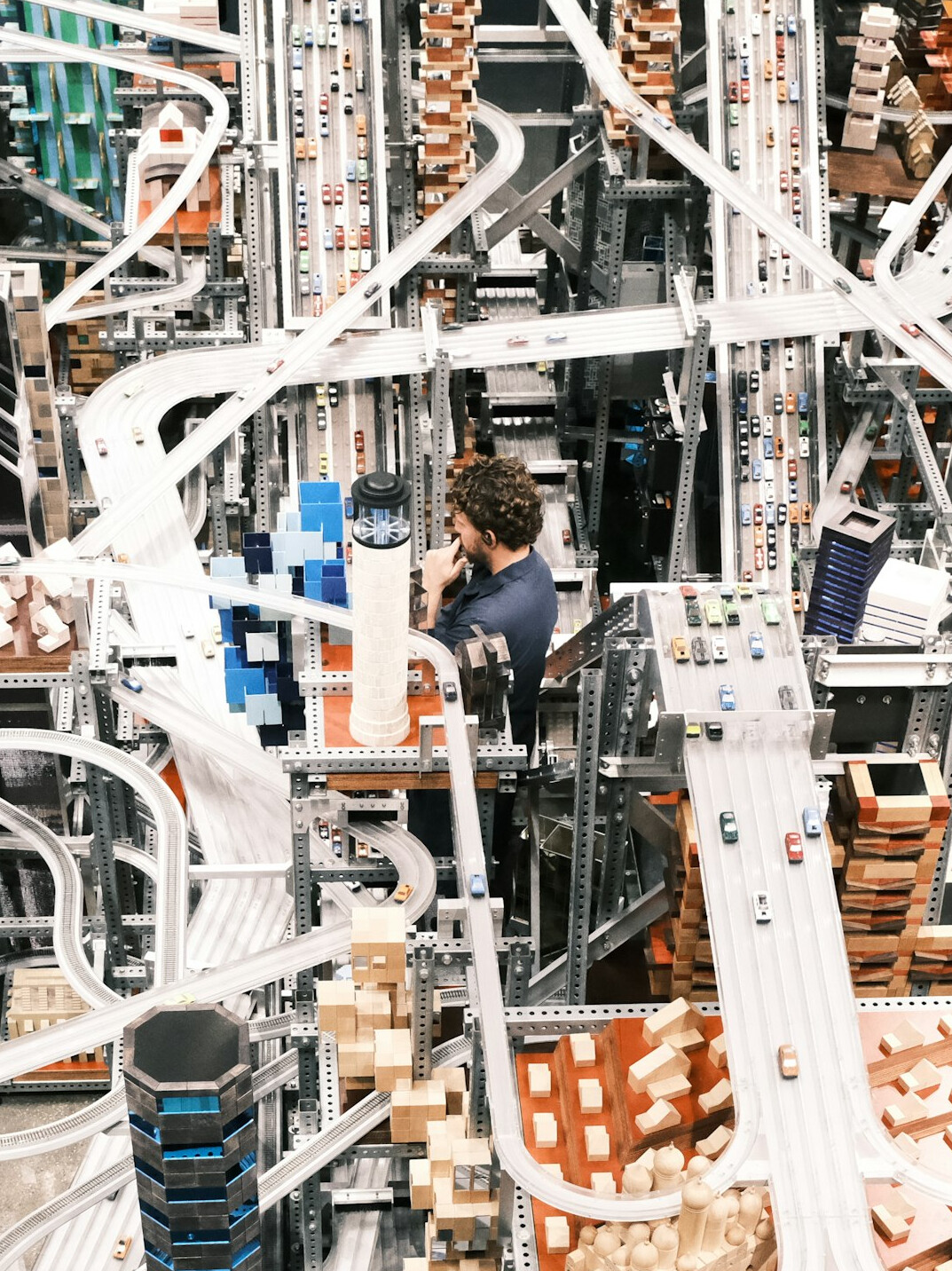 industrial robots working